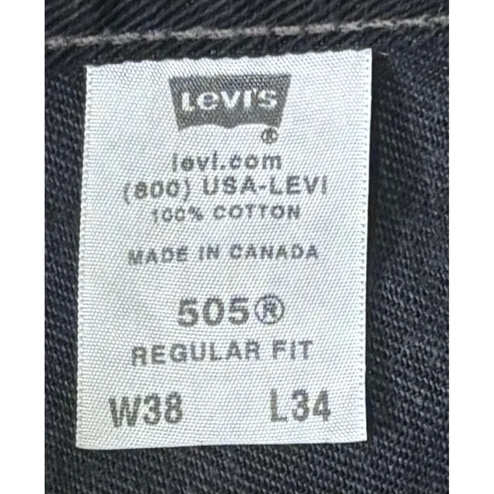 Levi's 505 Regular Fit Men's 38x34 Black Denim Made in‎ Canada